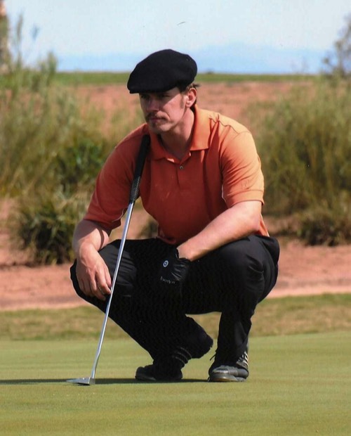 Jaacob Bowden assesses a putt during a tour event in Morocco in 2010
